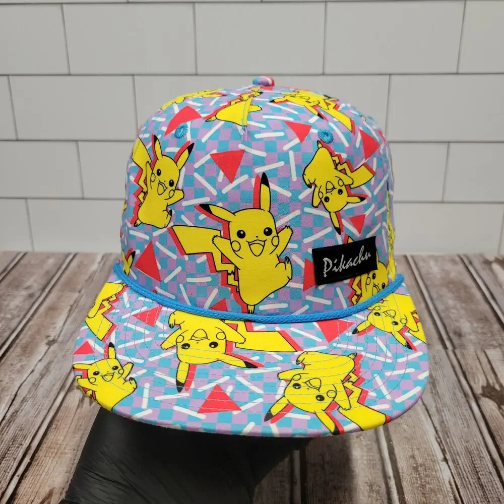 Pokemon Pikachu All Over Print Snapback Hat Nintendo 2015 Anime Gaming OSFA